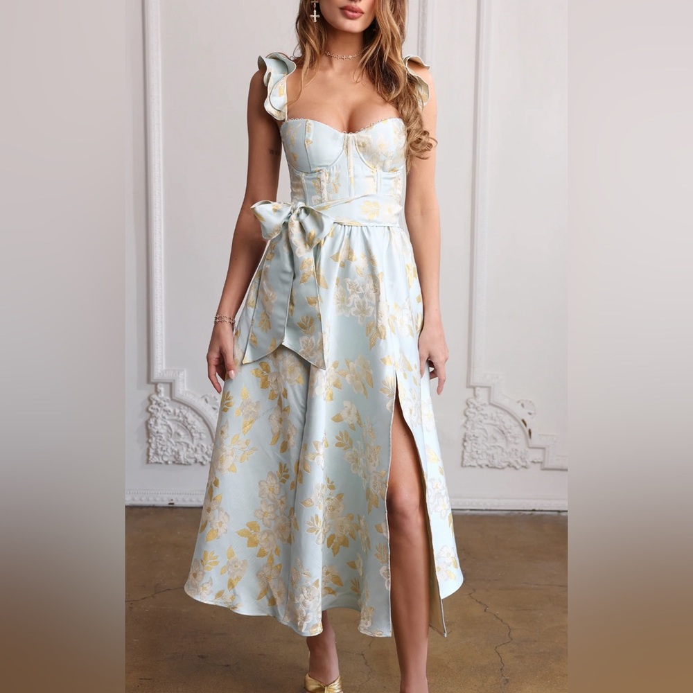 The Vera Dress in Ballad Blue Baroque Floral